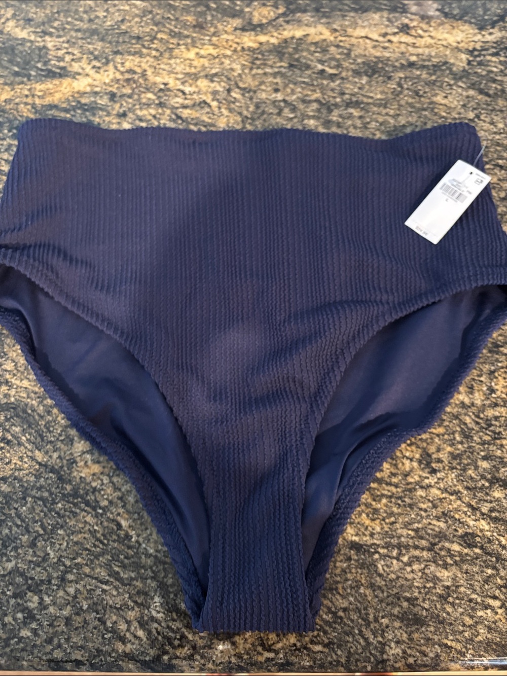 Old Navy High-Waist Ribbed Bikini Bottoms in Navy Blue